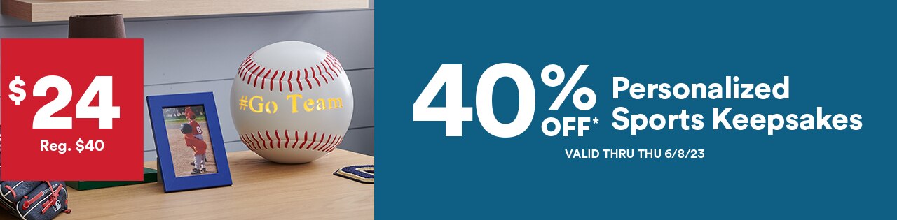 40% off Personalized Sports Keepsakes.